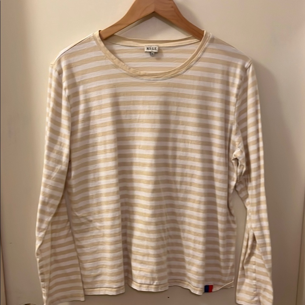 KULE Cream and White Striped Long Sleeve Top